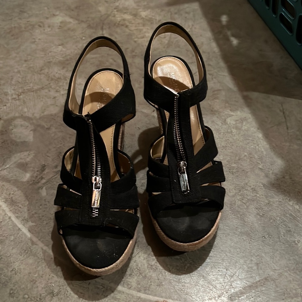 Black and tan Michael Kors wedge